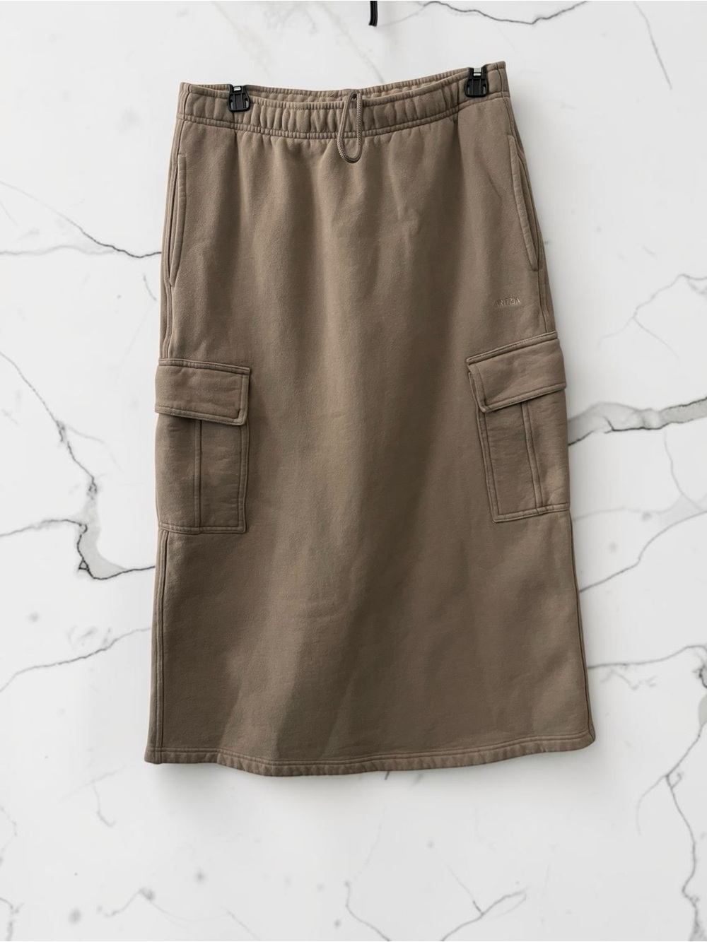 Aritzia Mega Fit Sweatfleece Cozy Fleece Cargo Midi Skirt Tan Size M - Picture 7 of 7